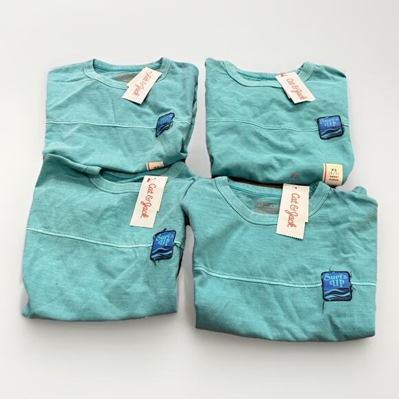 Lot Of 4 Cat & Jack Unisex Turquoise Surfs Up T-Shirt Size XS 4/5 NWT NEW - Picture 1 of 6